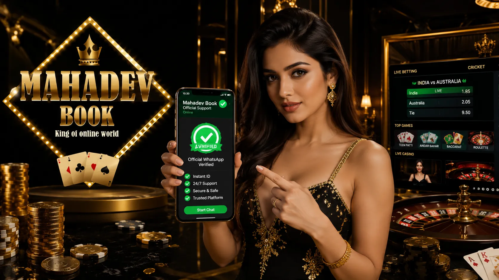 Mahadev Book Verified WhatsApp Contact Dashboard with Official Logo